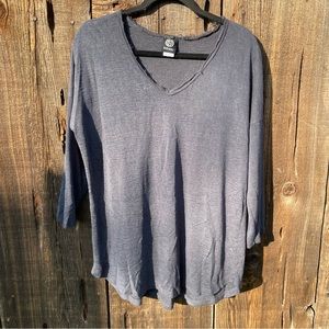 Bobeau Deep Gray Fray Short Sleeve Casual Top So Comfy